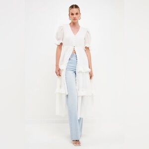 Free the Roses ruffled lace trim maxi dress nwt